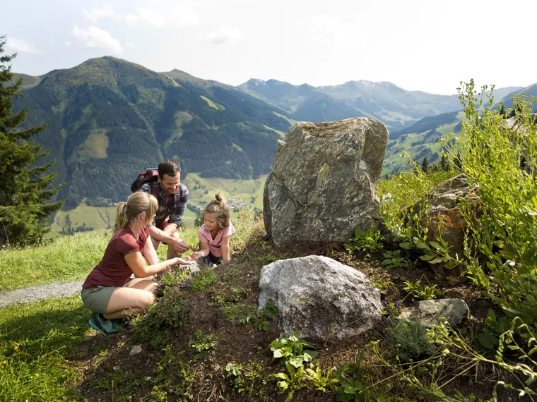 Familie beim wandern in Saalbach