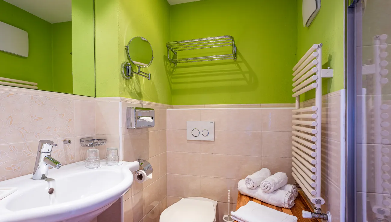 Badezimmer im Doppelzimmer Classic im Hotel das Neuhaus
