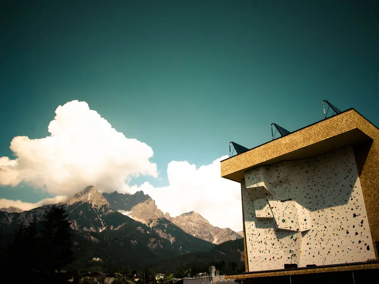 View of the surrounding mountains while climbing