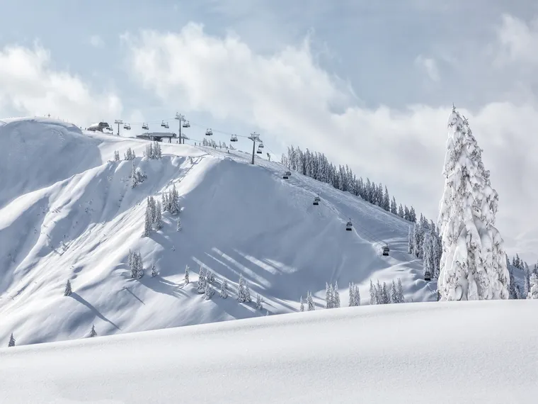 verschneite Berge in Saalbach 