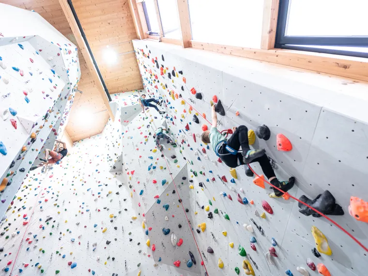 Well secured in the climbing hall Felsenfest